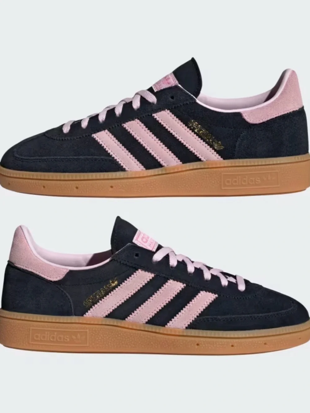 Adidas Handball Spezial Sneakers in Black and Pink with Gum Sole